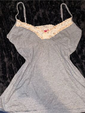 SO Gray Sleep Cami with Cream Lace Trim